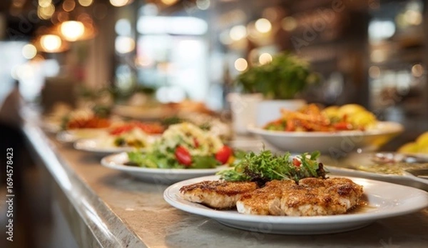 Obraz Restaurant buffet display of various dishes