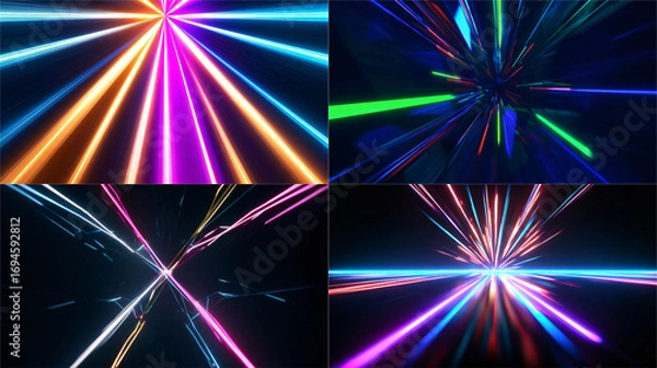 Fototapeta Four Intersecting laser beams and prism lines for dynamic posters, bold Background Abstract Image Image 4K UHD