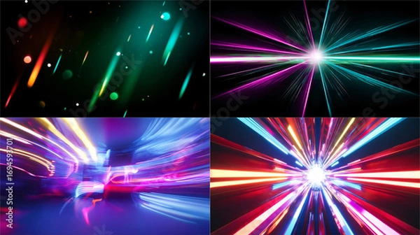 Fototapeta Four Soft bokeh glow and diagonal beams for elegant overlays, cinematic Background Abstract Image Image 4K UHD