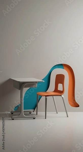 Obraz Fluid Forms: Desk and Chair