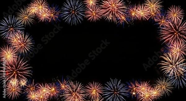 Obraz Fireworks display border festive celebration abstract background design element