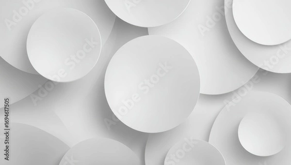 Fototapeta Abstract circles in layered, light gray