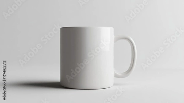 Obraz Plain white mug on white background