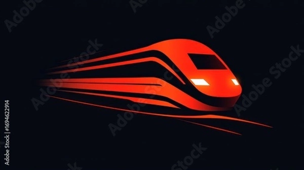 Obraz A stylized, red train moving fast in a dark background
