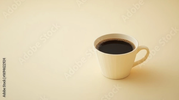 Obraz Cream-colored coffee cup filled with dark liquid on a pale yellow surface