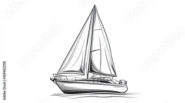 Obraz Monochrome sketch of a sailboat