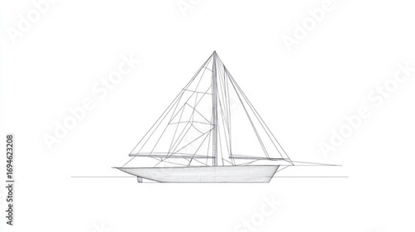 Obraz Simple pencil sketch of a sailboat