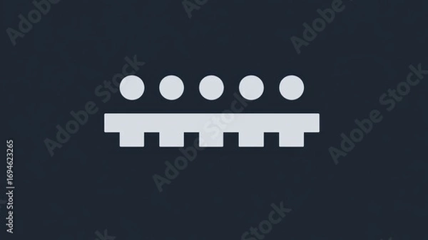 Obraz Light gray graphic of five circles atop a row of squares on a dark background