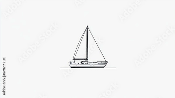 Obraz Simple line drawing of a sailboat
