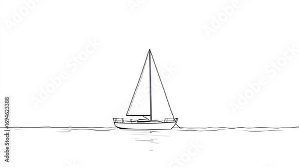 Obraz Simple line drawing of a sailboat on calm water