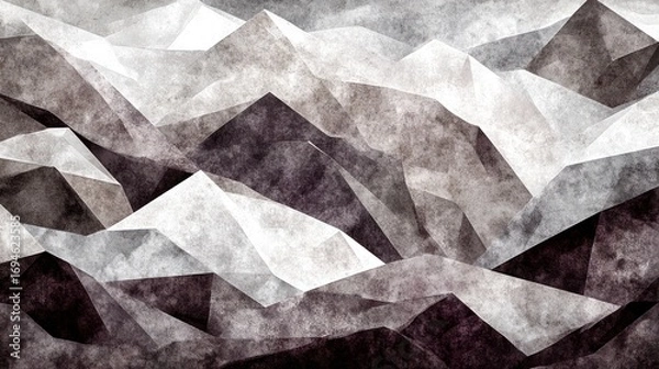 Obraz Abstract textured landscape of mountainous peaks in muted grayscale tones, resembling crumpled paper