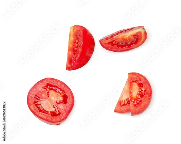 Fototapeta Tomato slices isolated on a white background, contour