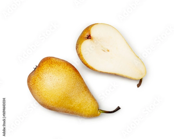 Fototapeta Yellow pears isolated on a white background, contour