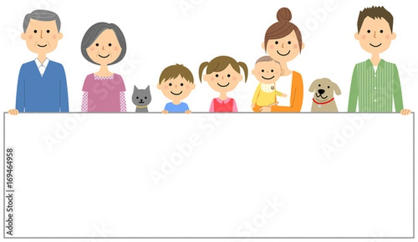 Fototapeta 仲良しファミリー　ホワイトボード