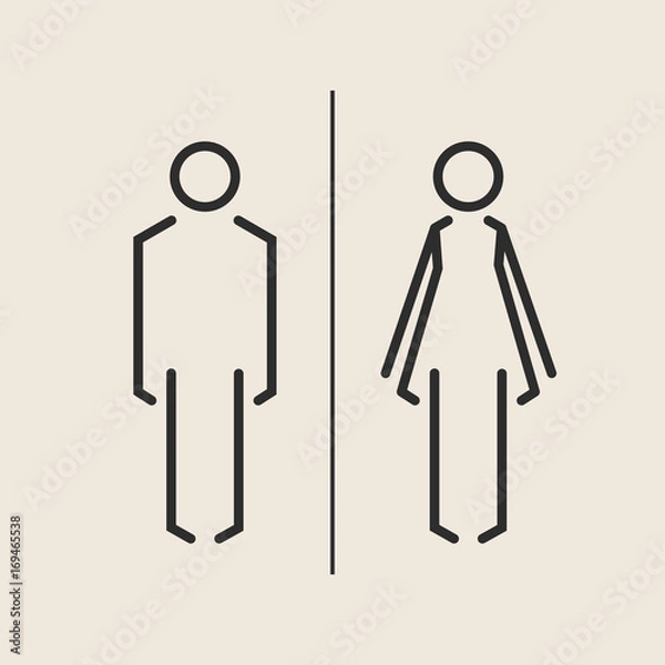 Fototapeta Concept and idea icon of toilet. Stroke vector logo, web graphics. Isolated background. Vector illustration.