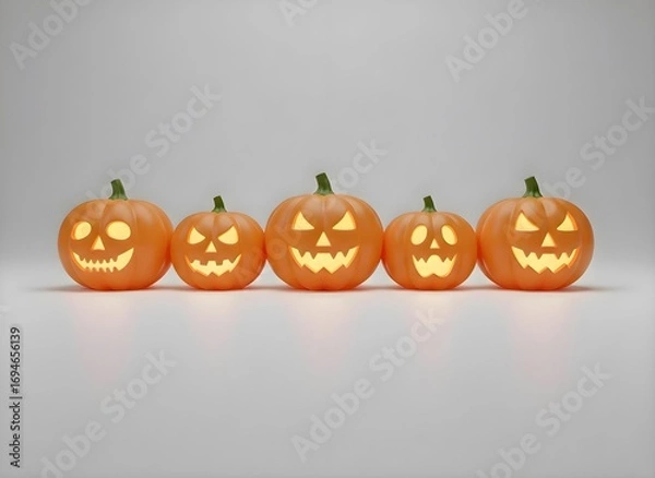 Obraz halloween pumpkin lanterns arranged 3D