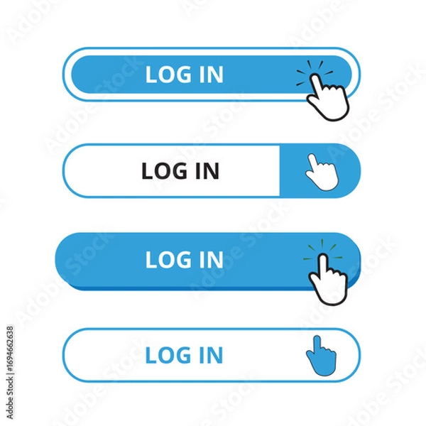 Fototapeta Blue and white log in bar button on a white background