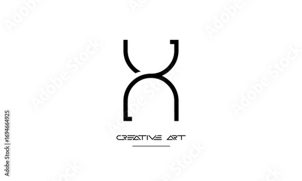 Obraz NU, UN, N, U abstract letters logo monogram