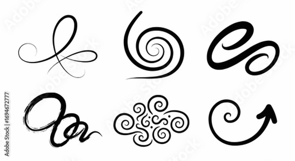Fototapeta Hand drawn doodle spirals and curved strokes for abstract decoration, sketch design, and creative vector art.