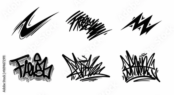 Fototapeta Hand drawn doodle graffiti scribbles and chaotic strokes for abstract decoration, street art, and sketch design.