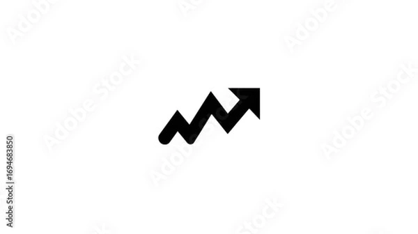Fototapeta Ascending Arrow Icon: A minimalist black zigzag arrow, pointing upwards, signifies growth, progress, and positive momentum.
