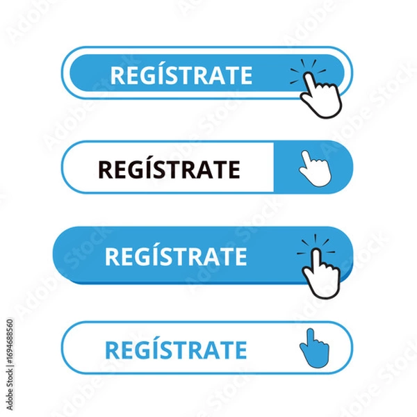 Fototapeta Blue and white registrate bar button on a white background (trad. register)