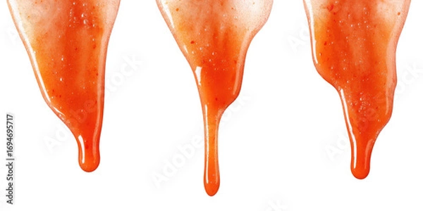 Obraz Three Drips of Strawberry Sauce dripping a055579cf34e isolated on a transparent background