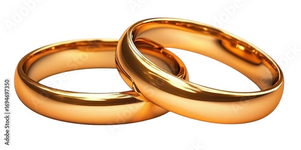 Obraz Two Interlocking Gold Wedding Rings 4db089431b1e 7721 isolated on a transparent background