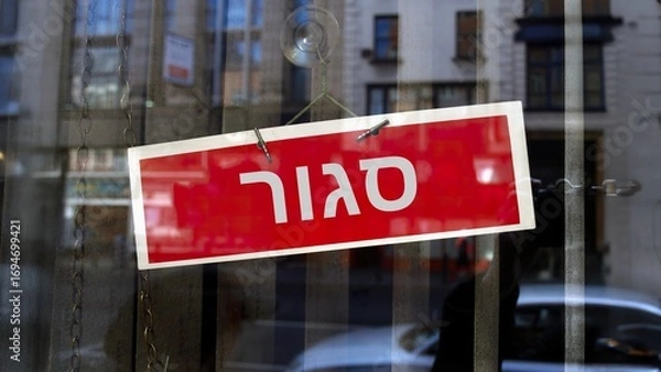 Obraz closed sign in Hebrew