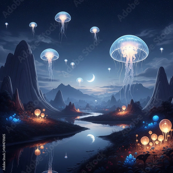 Fototapeta Cosmic Jellyfish Lanterns