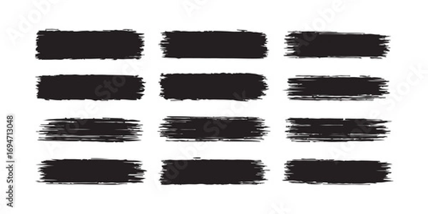 Fototapeta Grunge brush strokes, lines, ink smudges, hand-drawn scribble shapes.