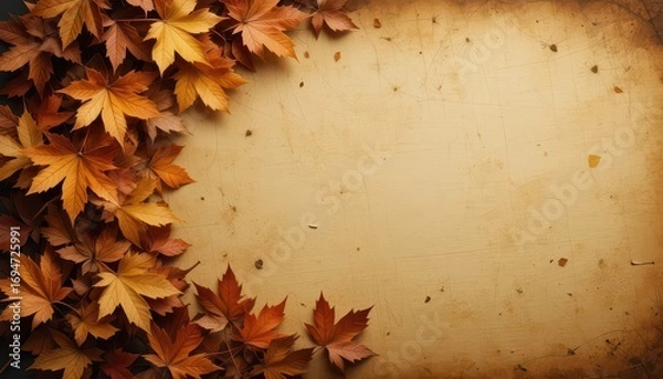 Fototapeta Elegant autumn background featuring maple leaves with warm earthy tones for creative seasonal projects