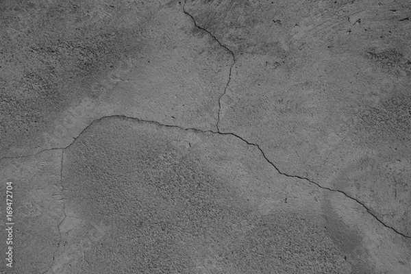 Obraz Cracked concrete wall covered with gray cement - background