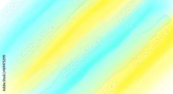 Fototapeta Abstract watercolor background with a blend of yellow and light blue hues, creating a soft and dreamy texture, isolated on white background