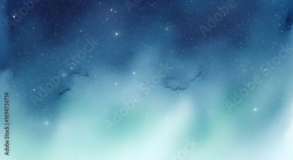 Fototapeta Watercolor night sky with stars and clouds, creating a dreamy and celestial atmosphere, perfect for backgrounds, wallpapers, and creative projects