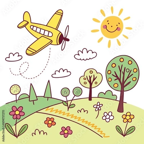 Fototapeta autumn landscape with trees