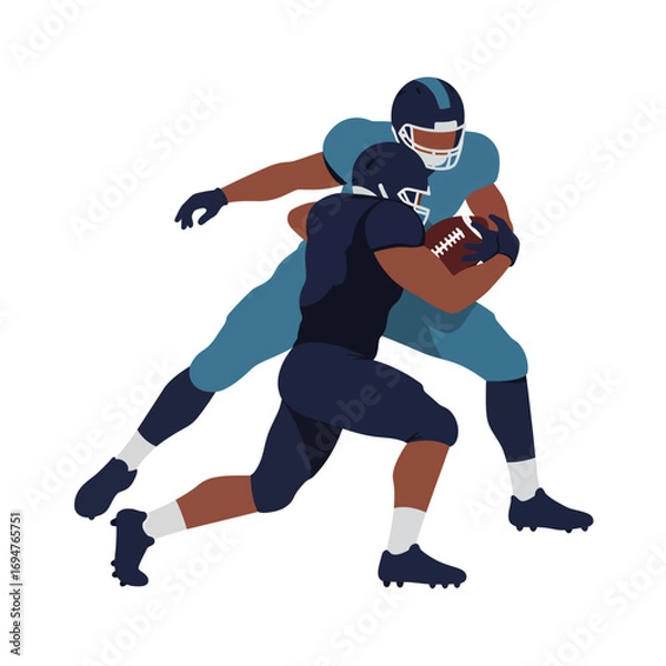 Fototapeta Dynamic American football players clashing during an intense game, showcasing athleticism and competitive spirit with a powerful tackle attempt