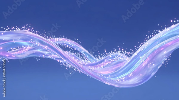 Fototapeta Wavy blue background with sparkles