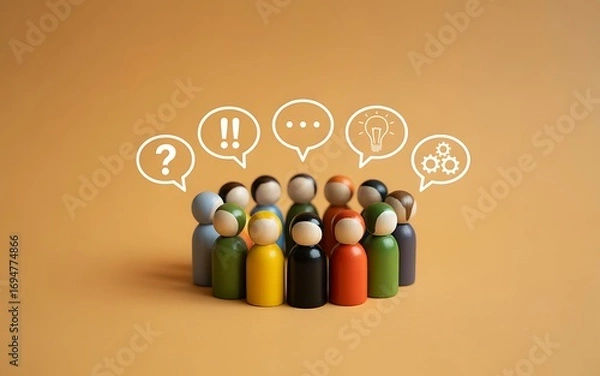 Obraz Creative brainstorming session with a diverse group of people sharing innovative ideas and opinions. Conceptual image symbolizing teamwork, communication, and successful collaboration