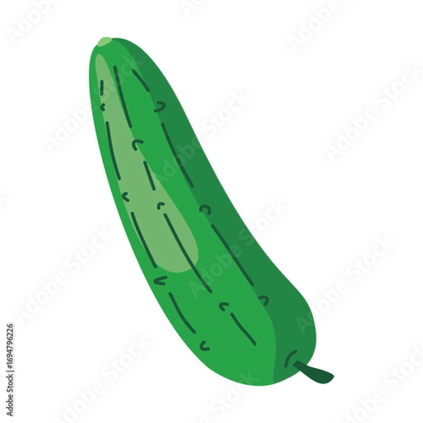 Fototapeta Illustration Cucumber. Colored, cartoon. Vector, isolated on white background