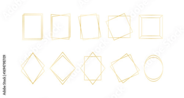 Fototapeta Elegant geometric gold borders collection for sophisticated design projects