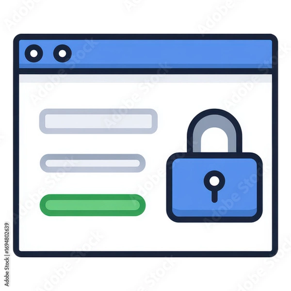 Fototapeta Security lock icon on web browser interface, privacy protection concept, digital safety symbol, secure login page, data protection illustration, internet security design