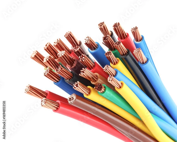 Fototapeta Bunch of Isolated electrical copper wires