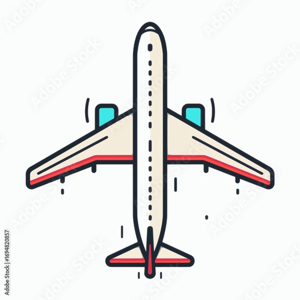 Fototapeta Airplane Icon Minimal Flat Vector Illustration with Bold Colors