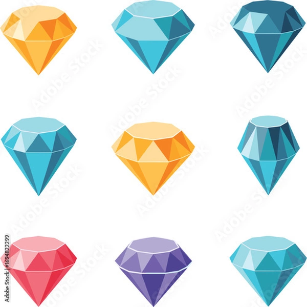 Fototapeta Minimal Isometric Diamond Vector Collection.