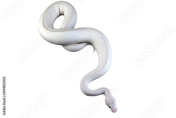 Fototapeta White albino ball python in isolated on white