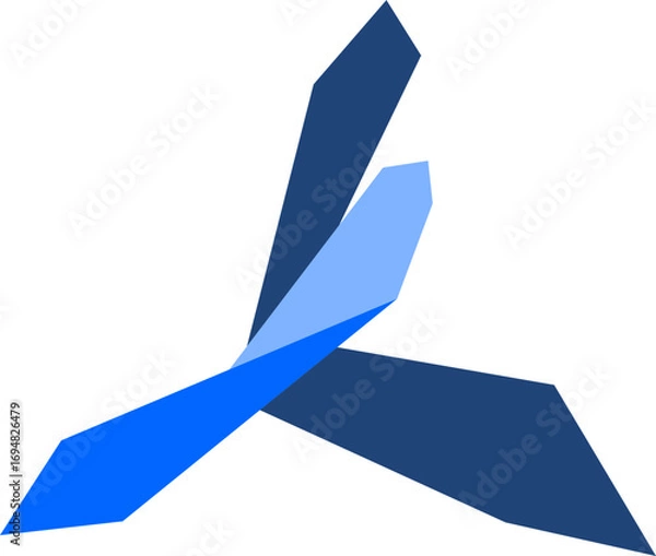 Fototapeta Abstract blue geometric logo vector design with modern icon style for business branding, technology startup identity, and creative corporate mockup