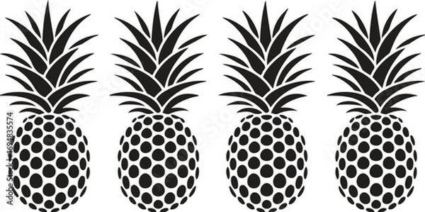 Obraz Four stylized black and white pineapples arranged in a row