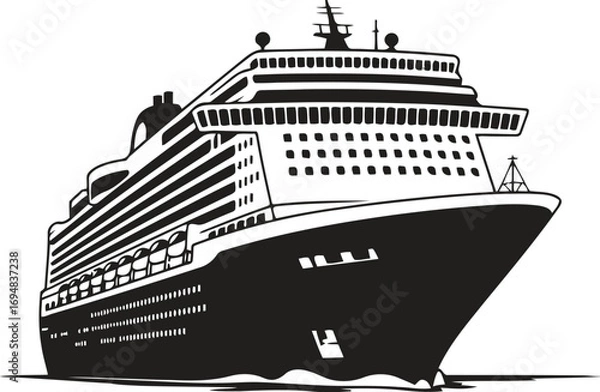 Obraz Massive cruise ship sailing forward on the water illustration
