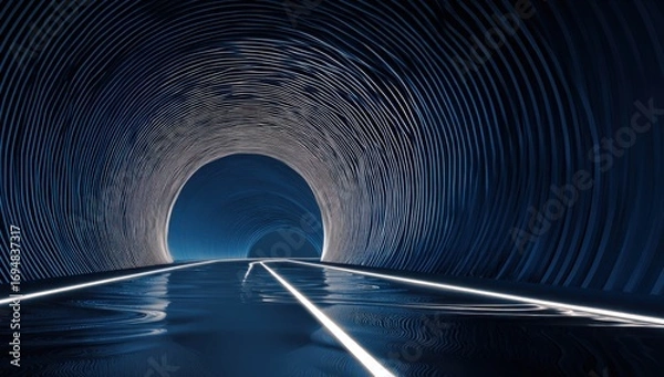 Fototapeta Abstract tunnel with glowing path